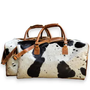 Ranch Junkie Highlands Large Genuine Cowhide Weekender Cowhide Duffel (Black Cowhide)