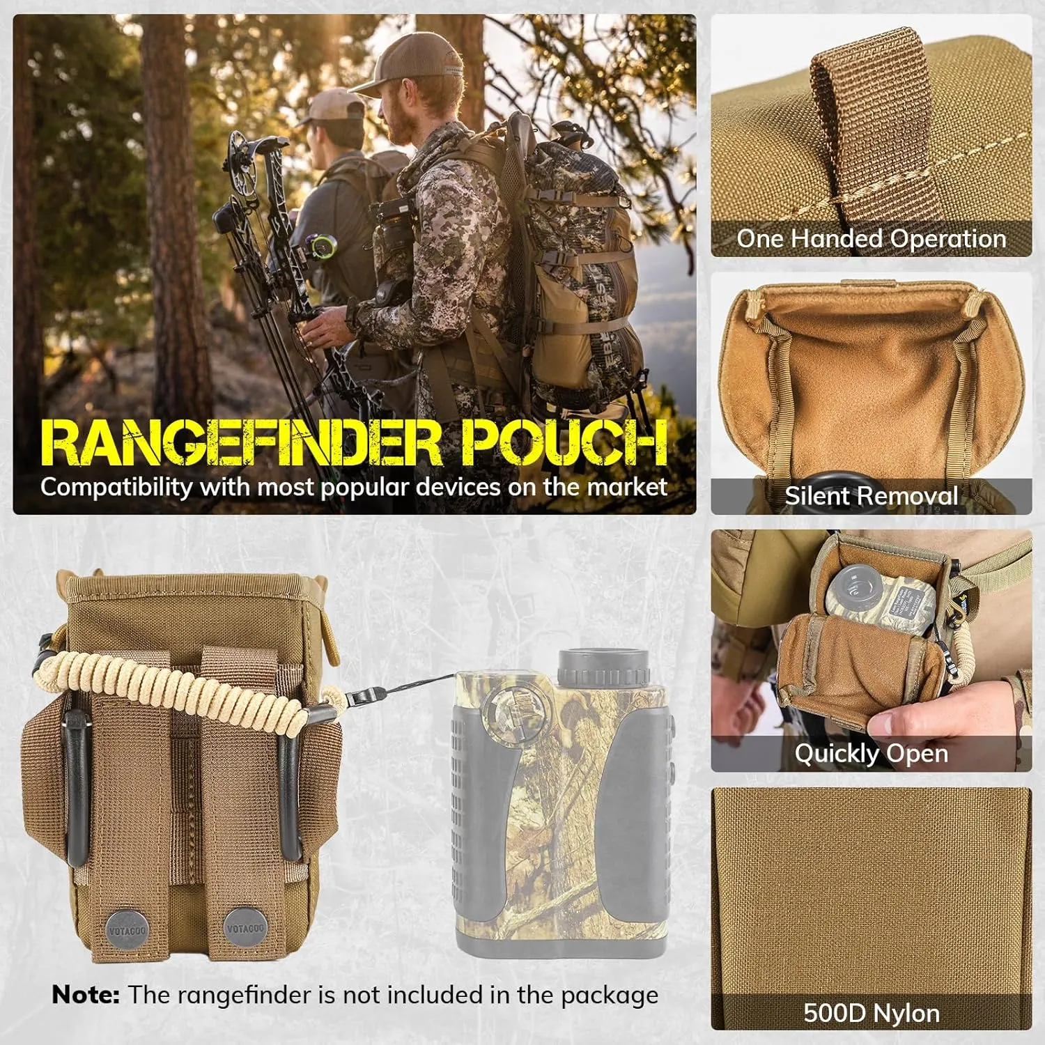 Rangefinder Pouch with Protective Padding and Quick-Release Buckle, Molle Compatiblefor Binocular Packs, Tactical Hunting Bag Accessory