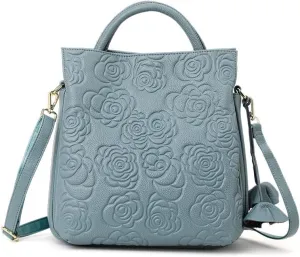 Real cowhide large capacity bucket shoulder crossbody bag women's handbag women's letter