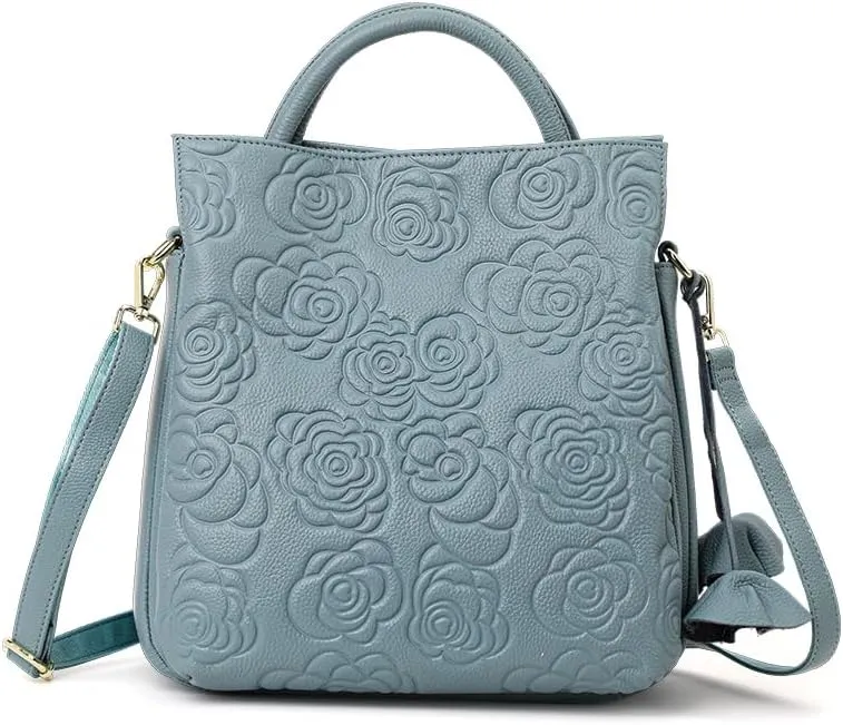 Real cowhide large capacity bucket shoulder crossbody bag women's handbag women's letter