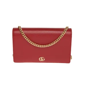 Red GG Marmont Mini Chain Bag