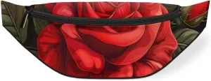 Red Rose Fanny Packs for Women Men Cross Body Purse Waterproof Sports Waist Bag Pack Belt Bag for Travel Hiking Running Cycling