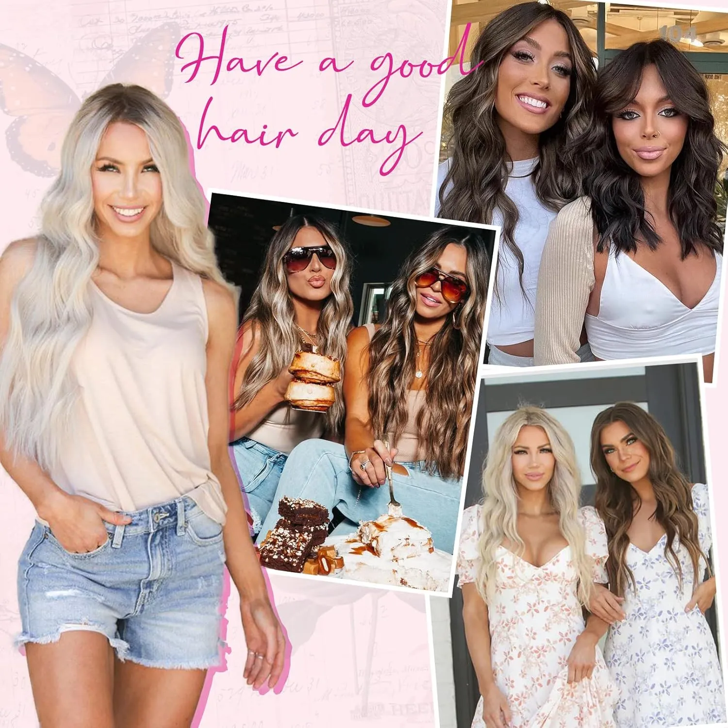 REECHO Invisible Wire Hair Extensions with Thinner Softer Lace Weft (Chocolate Brown with Highlights, 12 Inch (Pack of 1))