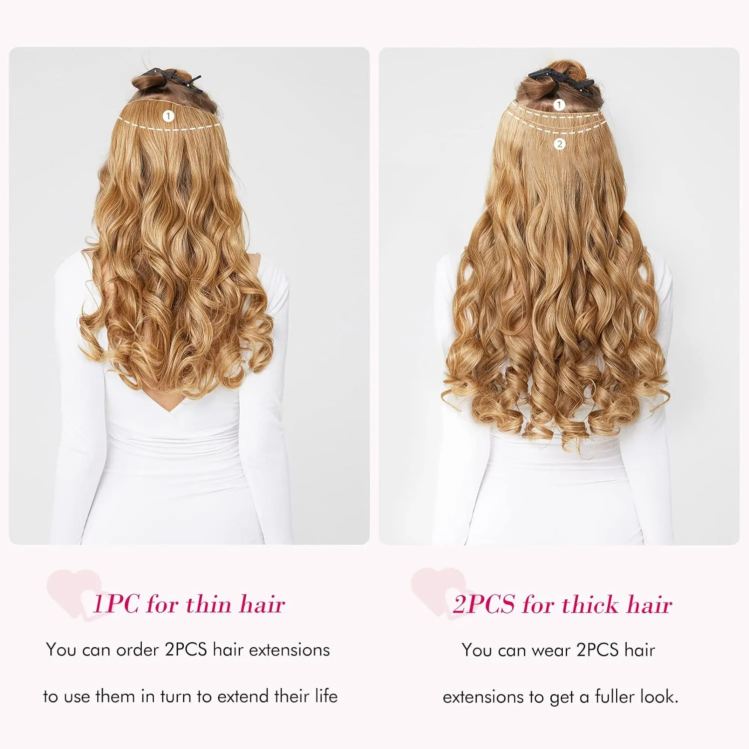 REECHO Invisible Wire Hair Extensions with Transparent Headband Adjustable Size Removable Secure Clips in Curly Wavy Secret Hairpiece for Women 20 Inch - Darkest Brown with Reddish Tone