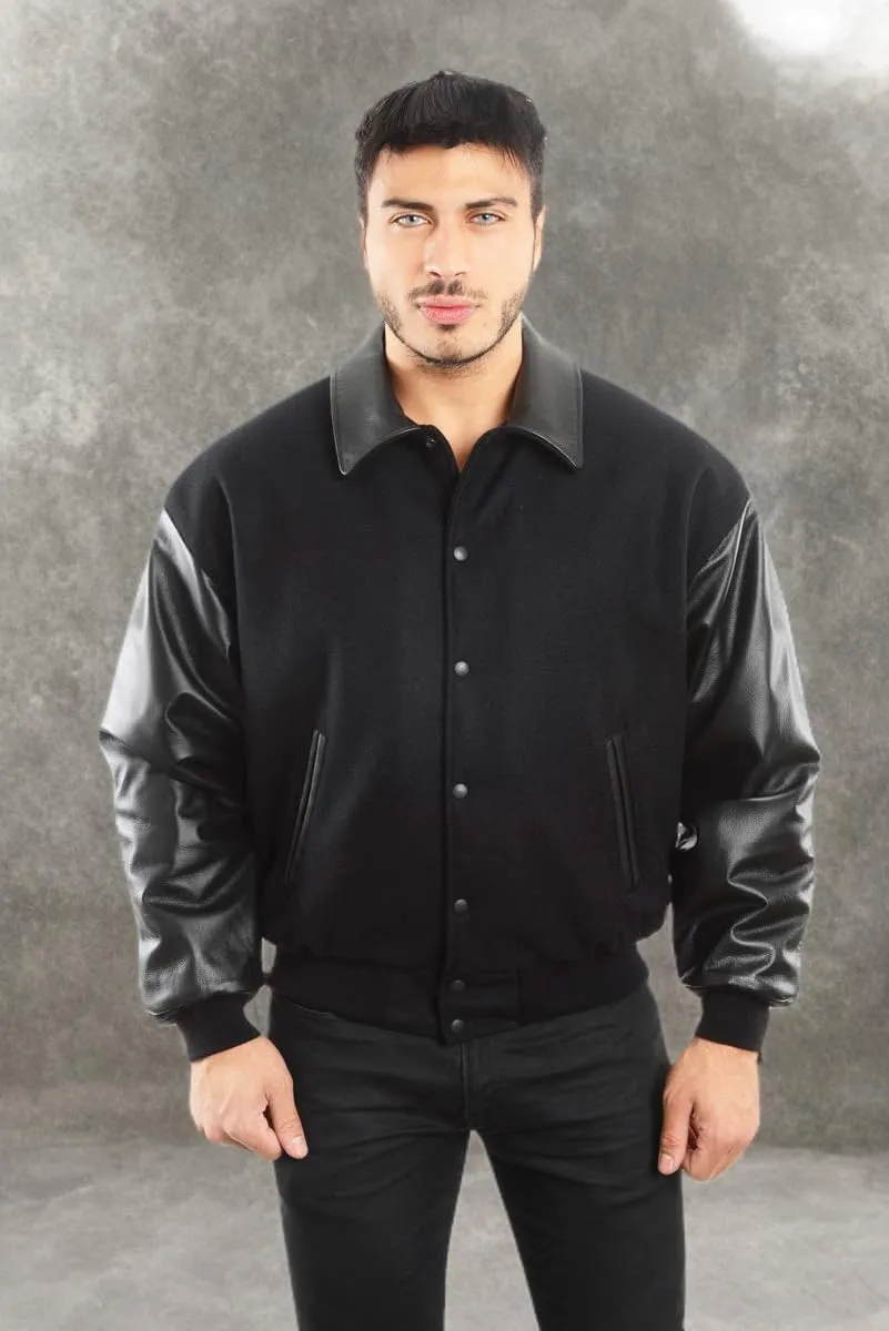 REED Men's Premium Varsity Leather/wool Jacket Made in USA
