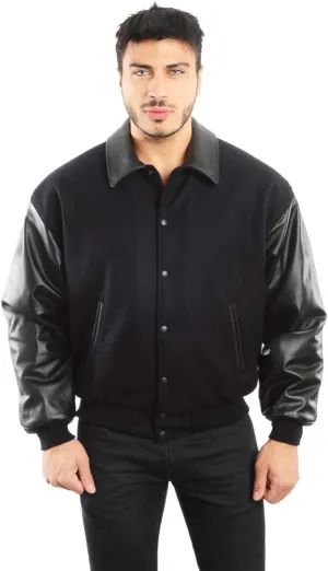 REED Men's Premium Varsity Leather/wool Jacket Made in USA
