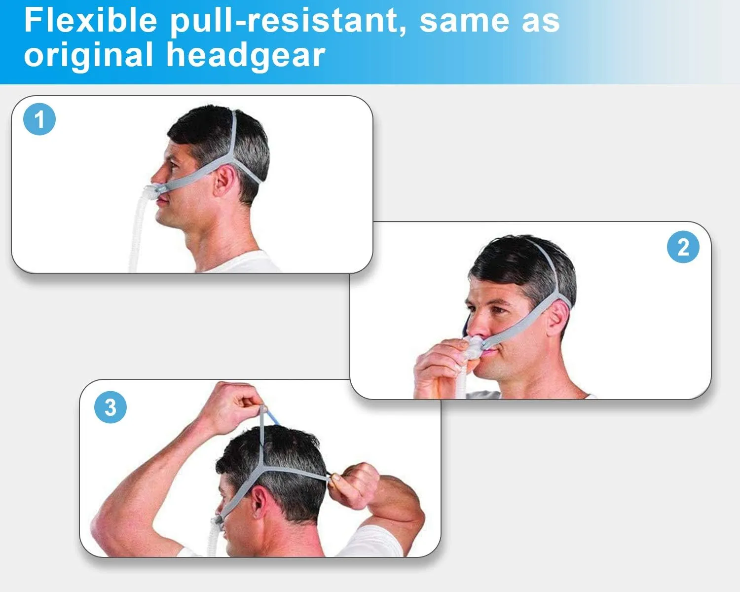 Replacement Headgear Compatible with P10 Nasal Pillow Mask Straps Included 3 Super Elastic Straps and 6 Adjustment Clips(3 Pack)