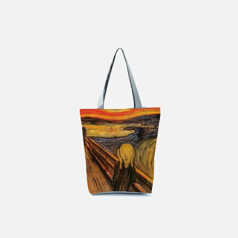 Retro Orange Crossbody Bag with Subtle Striped Pattern and Cartoon Print