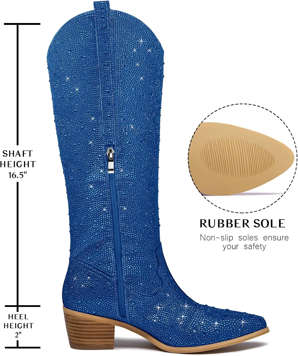 Rhinestone Cowboy Boots Fringe Knee High Cowgirl Boots Sparkly Cowboy Boots Glitter Sparkle Cowgirl Boots