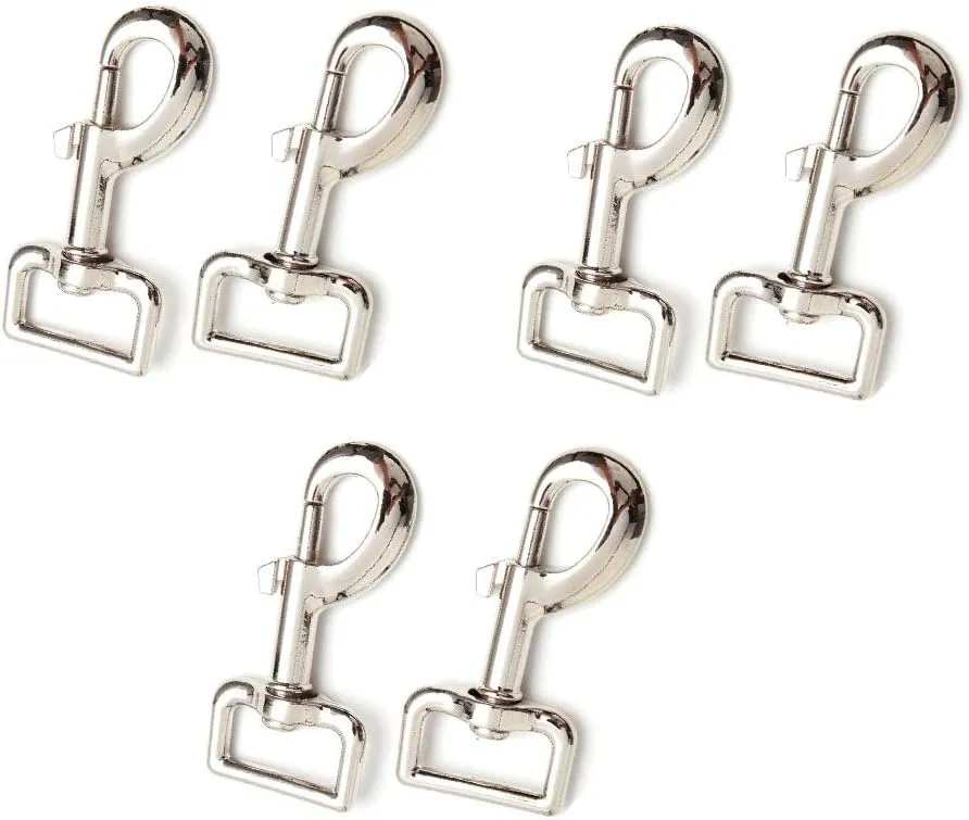 ROARINGWILD 3.1’’ Swivel Snap Hooks Marine Grade 316 Stainless Steel Snap Zinc Alloy Dog Buckle Outdoor Pet Supplies Hardware Accessories Hook Nickel Plated Snap Hook Pack of 6