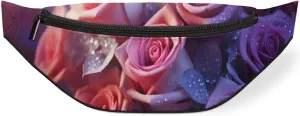 Romantic Rose Flower Fanny Packs for Women Men Cross Body Purse Waterproof Sports Waist Bag Pack Belt Bag for Travel Hiking Running Cycling