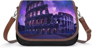 Rome Italy Famous Ancient Landmark Crossbody Bags for Women PU Leather Tote Bag Purse Shoulder Bag for Travel Office
