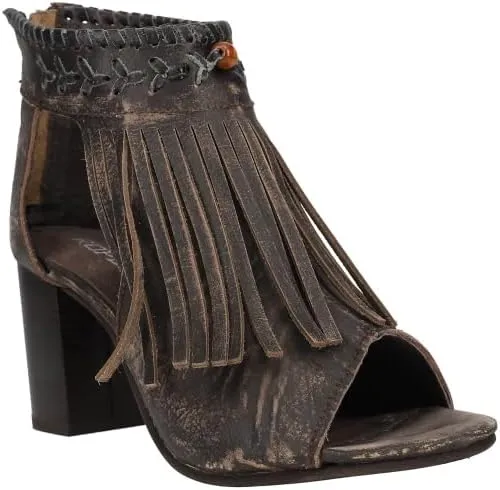 ROPER Womens Bettina Fringe Peep Toe Shootie Pumps Casual Sandals Casual High Heel 3" & Up - Brown