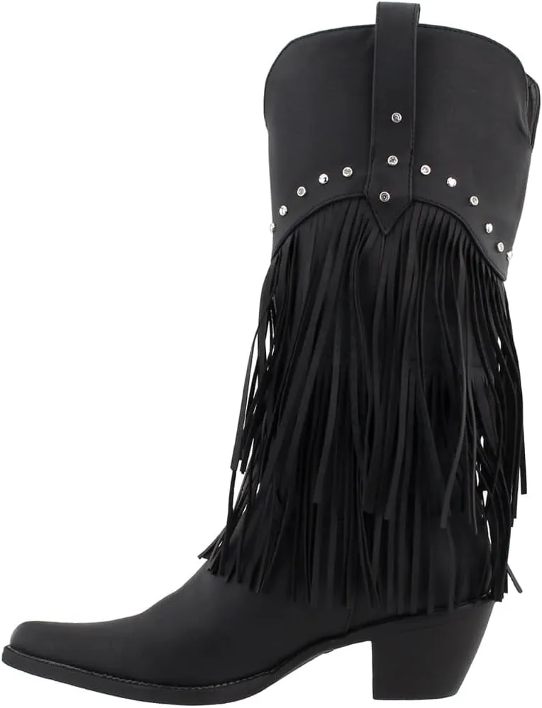 ROPER Womens Oakley Studded Pointed Toe Casual Boots Mid Calf Low Heel 1-2" - Black