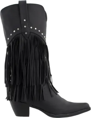 ROPER Womens Oakley Studded Pointed Toe Casual Boots Mid Calf Low Heel 1-2" - Black