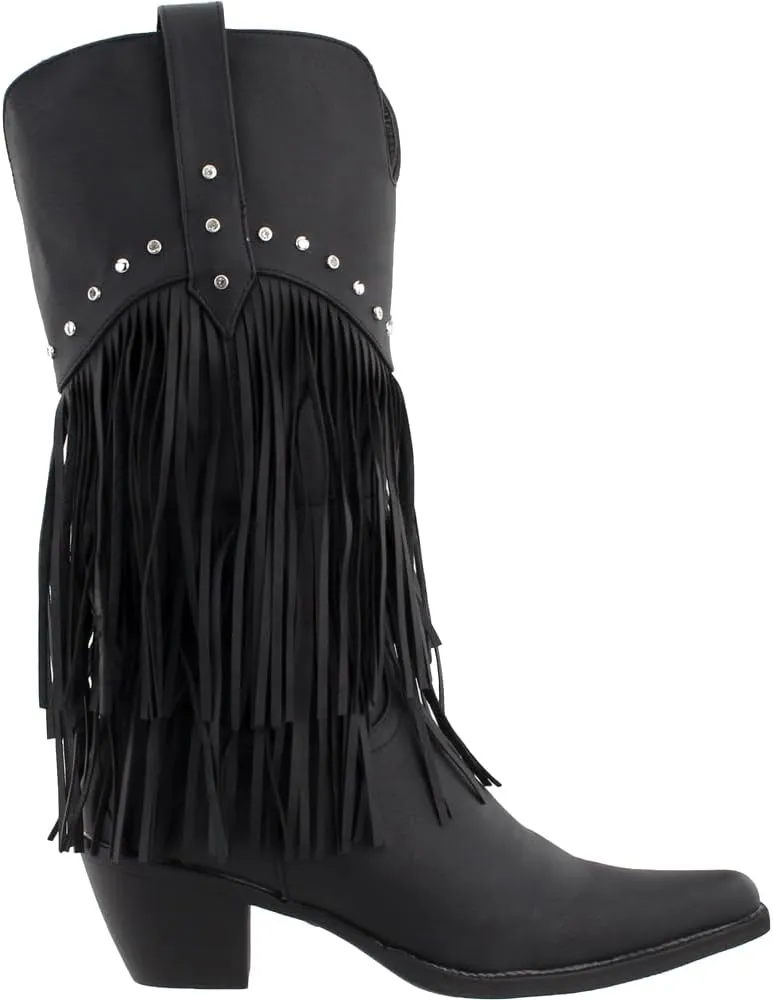 ROPER Womens Oakley Studded Pointed Toe Casual Boots Mid Calf Low Heel 1-2" - Black