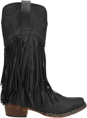 ROPER Womens Rickrack Snip Toe Casual Boots Mid Calf Low Heel 1-2" - Black