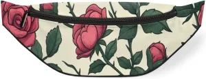 Roses Fanny Packs for Women Men Cross Body Purse Waterproof Sports Waist Bag Pack Belt Bag for Travel Hiking Running Cycling