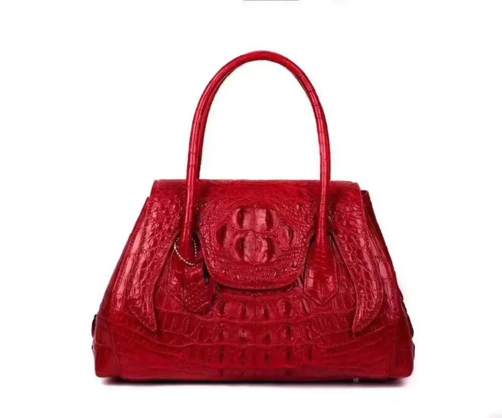 Rossie Viren Exotic Crocodile Leather Top Handle Satchel Shoulder  Bag For Women