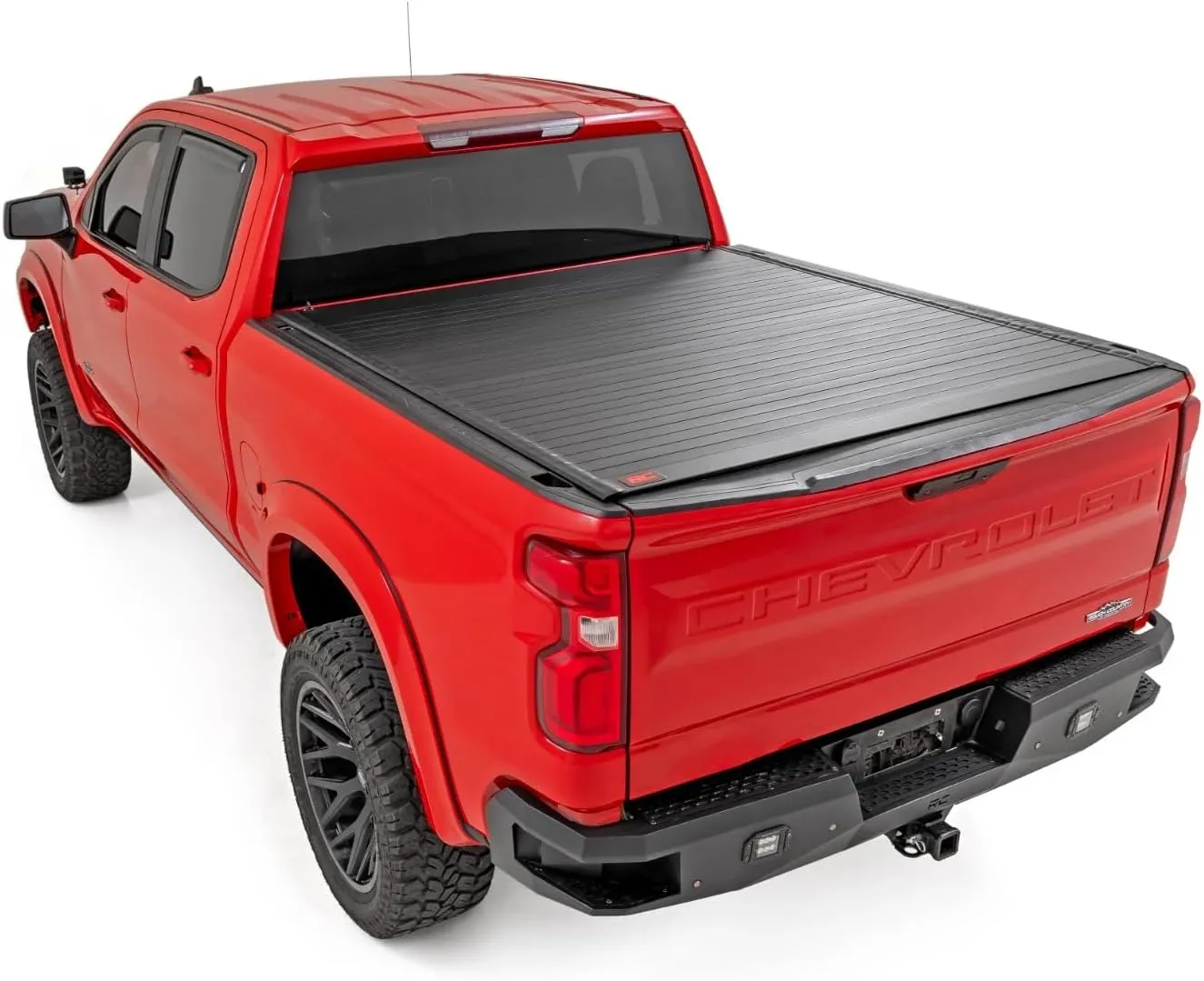 Rough Country Hard Roll-Up Tonneau Cover for Chevy Silverado & GMC Sierra 1500 (2019-2025) - Aluminum Truck Bed Cover, Fits 5'10 Bed (70")