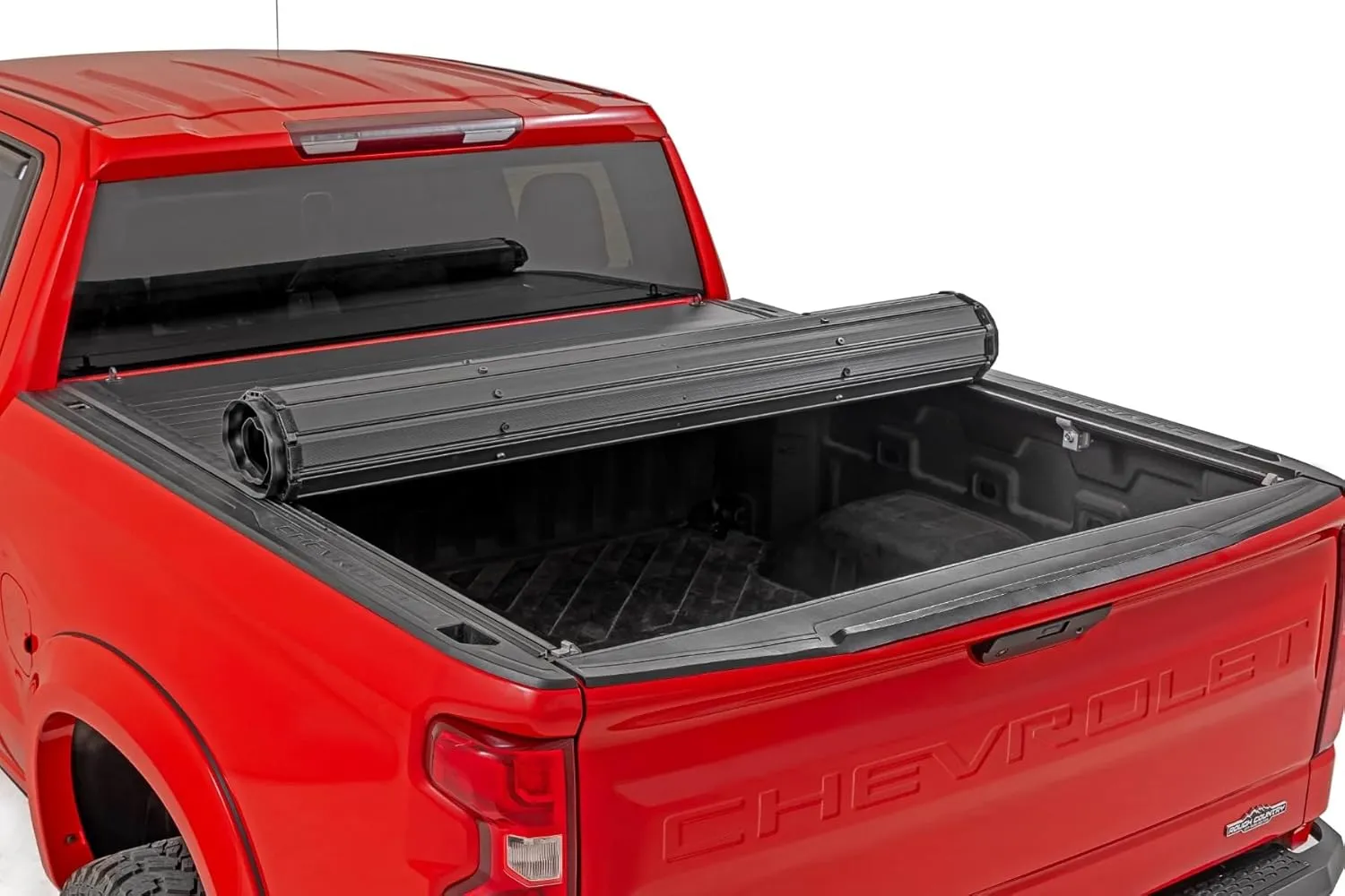 Rough Country Hard Roll-Up Tonneau Cover for Chevy Silverado & GMC Sierra 1500 (2019-2025) - Aluminum Truck Bed Cover, Fits 5'10 Bed (70")