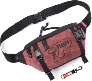 Rough Enough Tactical Fanny Pack Crossbody Large Waist Bag for Men Fishing Hiking Travel in Waxed Canvas Red, 4L