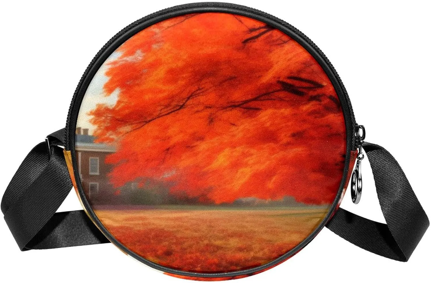 Round Crossbody Bags for Traveling, Womens Purses, autumn maple tree
