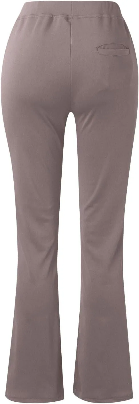 Ruziyoog Women's Fleece Lined Pants Flare Yoga Pants for Women Thermal Warm Bootcut Leggings Hiking Yoga Pants for Winter