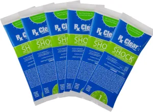 Rx Clear Super Shock for Swimming Pools | Chlorinator and Algaecide | 68% Calcium Hypochlorite Shock | Kill Pool Algae for a Crystal Clear Pool | One Pound Bags | 6 Pack