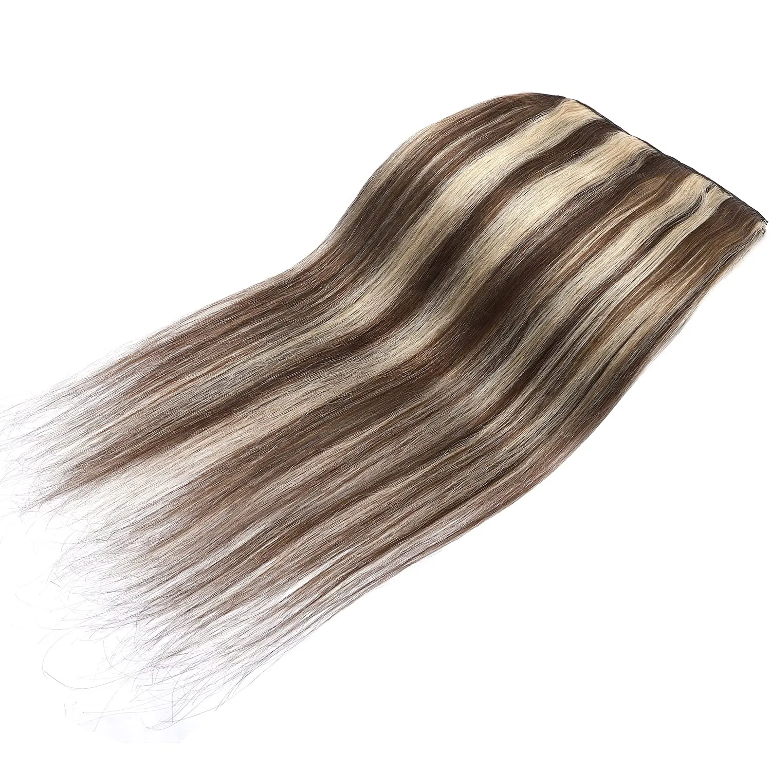 S-noilite Clip in Hair Extensions Human Hair Balayage Thick True Double Weft 100% Real Human Hair Full Head 8 Pieces 18 Clips Straight Silky (14 Inch - 120g,Medium Brown/Bleach Blonde (#04/613))