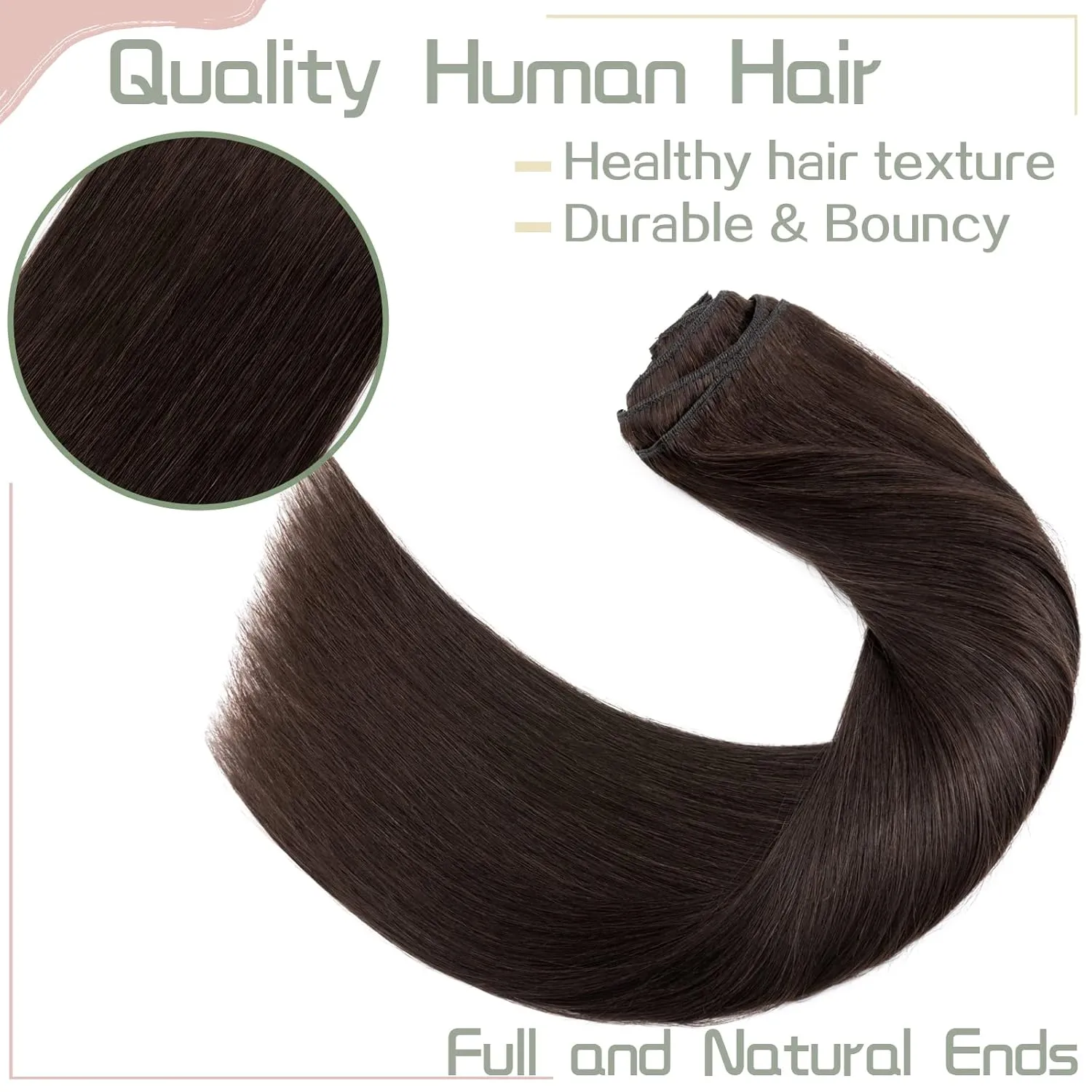 S-noilite Clip in Hair Extensions Human Hair for Women Thick True Double Weft 100% Real Remy Brown Human Hair Full Head 8 Pieces 18 Clips Straight Silky (18 Inch - 140g,Dark Brown (#2))