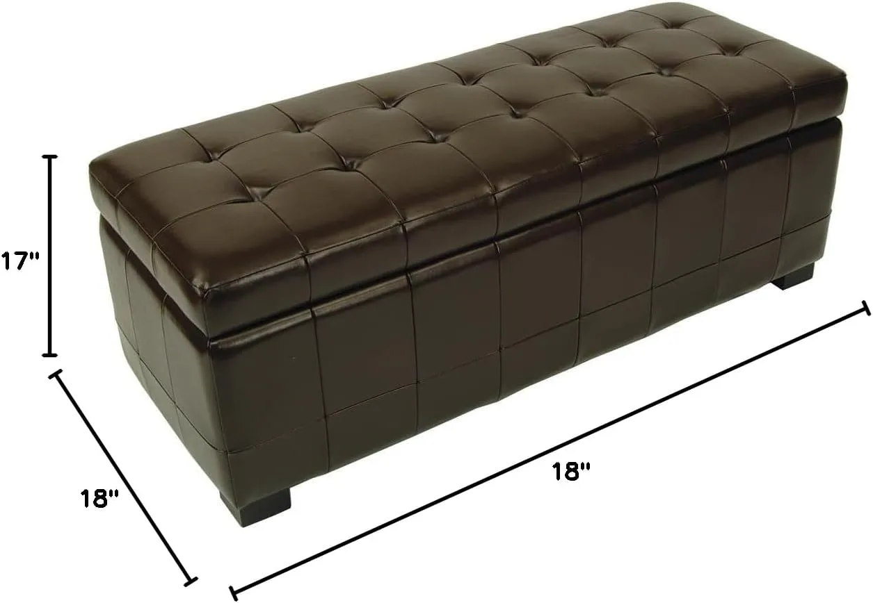 Safavieh Hudson Collection NoLita Brown Leather Large Storage Bench