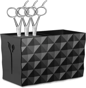 Salon Shears Rack for Hair Stylist Scissors Container for Pet Grooming Hair Cutting Organizer Storage Box Salon Shear Holder Combs Clips Brushes Hairdressing Combs Organizer (Black)