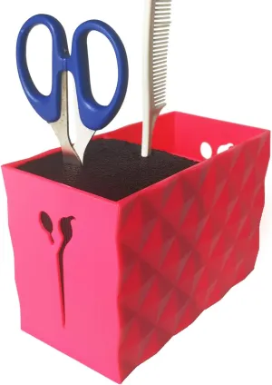 Salon Shears Rack for Hair Stylist Scissors Container for Pet Grooming Hair Cutting Organizer Storage Box Salon Shear Holder Combs Clips Brushes Hairdressing Combs Organizer (Hot Pink)