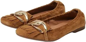 Sam Edelman Mimi Saddle Leather Slip On Squared Toe Golden Accent Ballet Flats
