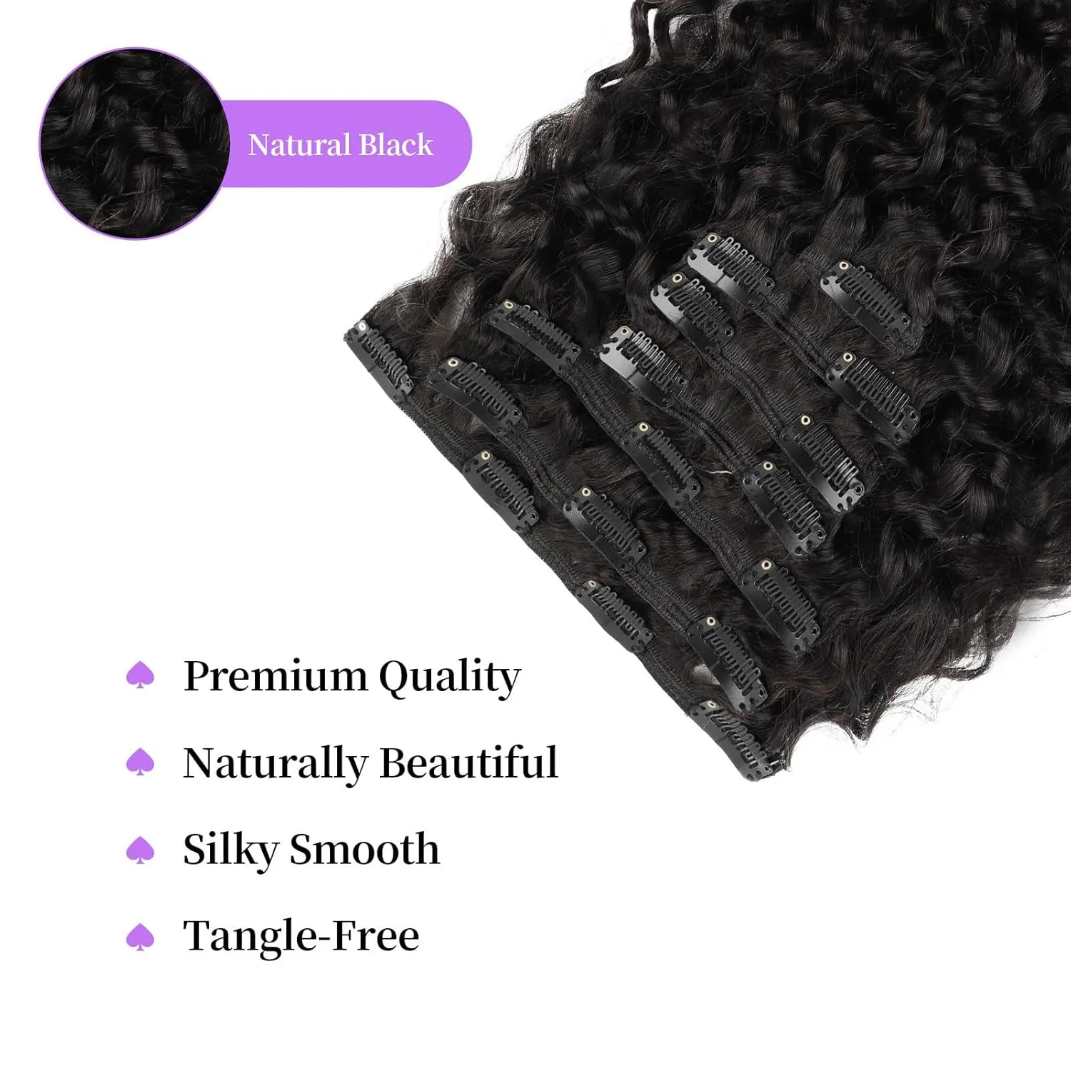 Sassina Natural Wave Clip in Remy Human Hair Extensions Double Weft Invisible Clip in Extensions Real Human Hair Natural Black Virgin Human Hair Extensions for Women 7Pcs 120G 20 Inch