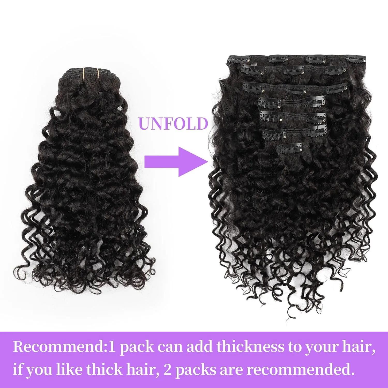 Sassina Natural Wave Clip in Remy Human Hair Extensions Double Weft Invisible Clip in Extensions Real Human Hair Natural Black Virgin Human Hair Extensions for Women 7Pcs 120G 20 Inch