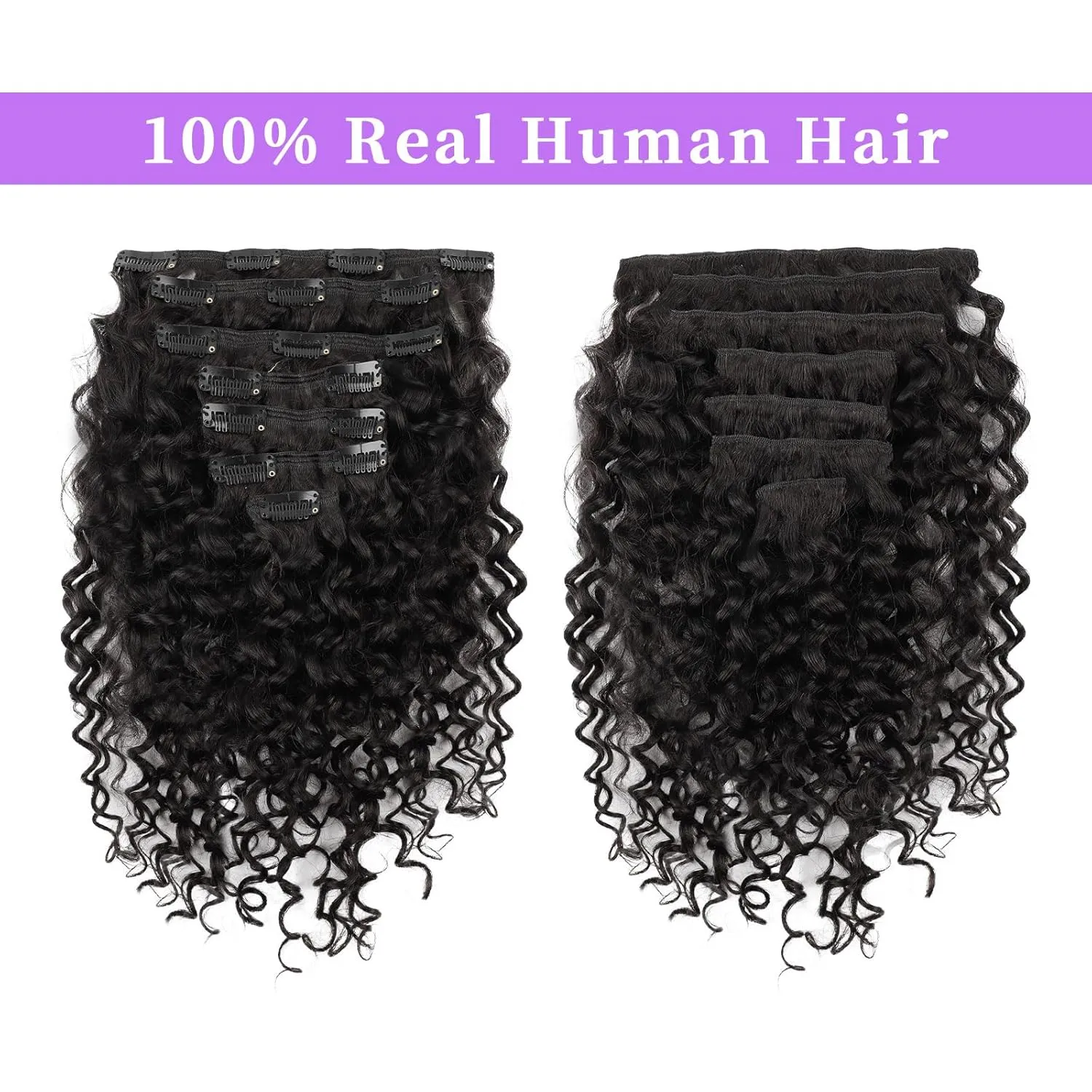 Sassina Natural Wave Clip in Remy Human Hair Extensions Double Weft Invisible Clip in Extensions Real Human Hair Natural Black Virgin Human Hair Extensions for Women 7Pcs 120G 20 Inch