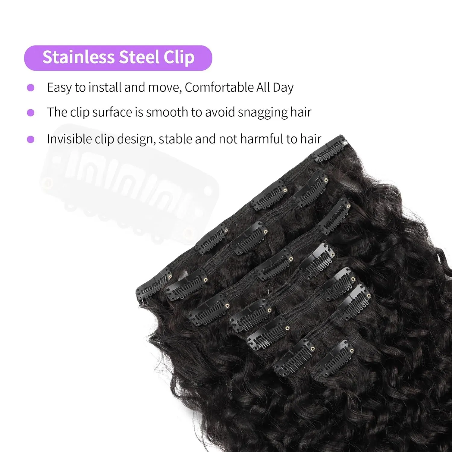 Sassina Natural Wave Clip in Remy Human Hair Extensions Double Weft Invisible Clip in Extensions Real Human Hair Natural Black Virgin Human Hair Extensions for Women 7Pcs 120G 20 Inch