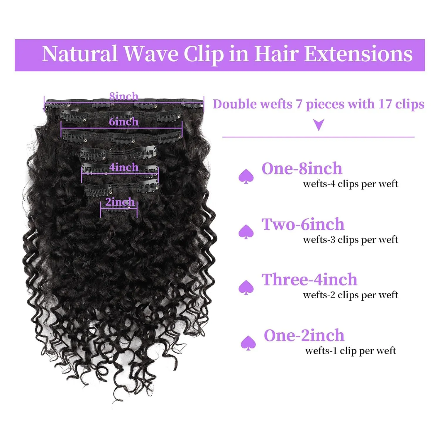 Sassina Natural Wave Clip in Remy Human Hair Extensions Double Weft Invisible Clip in Extensions Real Human Hair Natural Black Virgin Human Hair Extensions for Women 7Pcs 120G 20 Inch