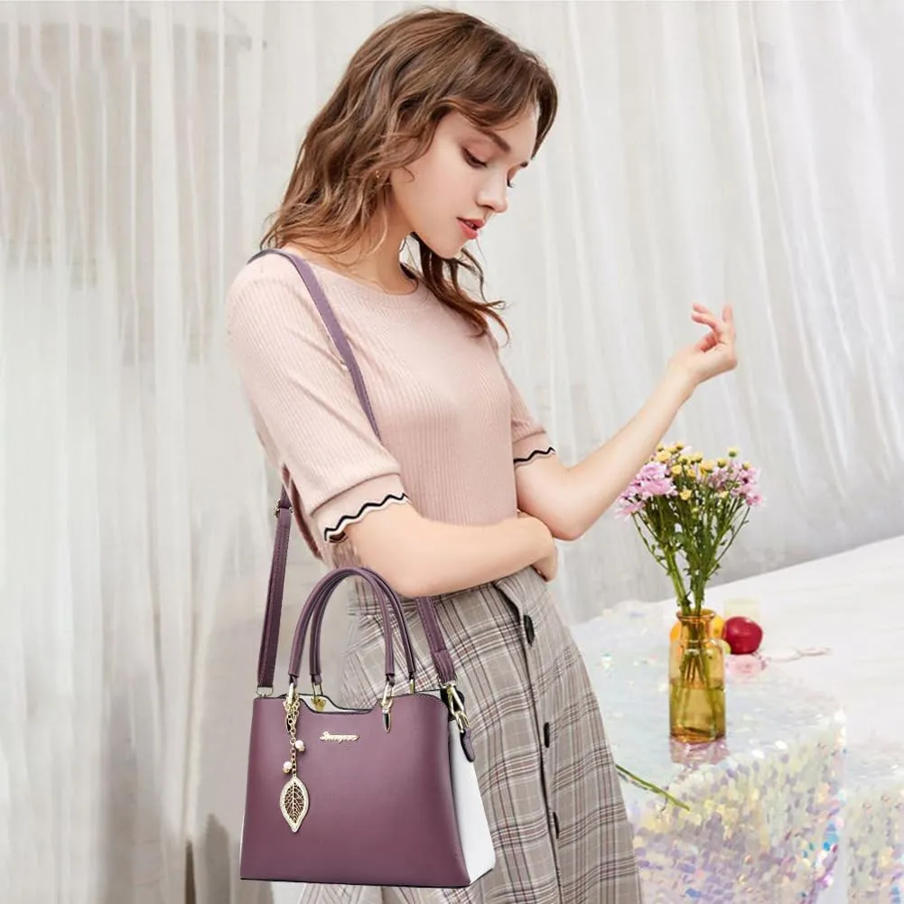 Satchel Purses and Handbags for Women PU Leather Tote Top Handle Shoulder Bags Ladies Crossbody Bags