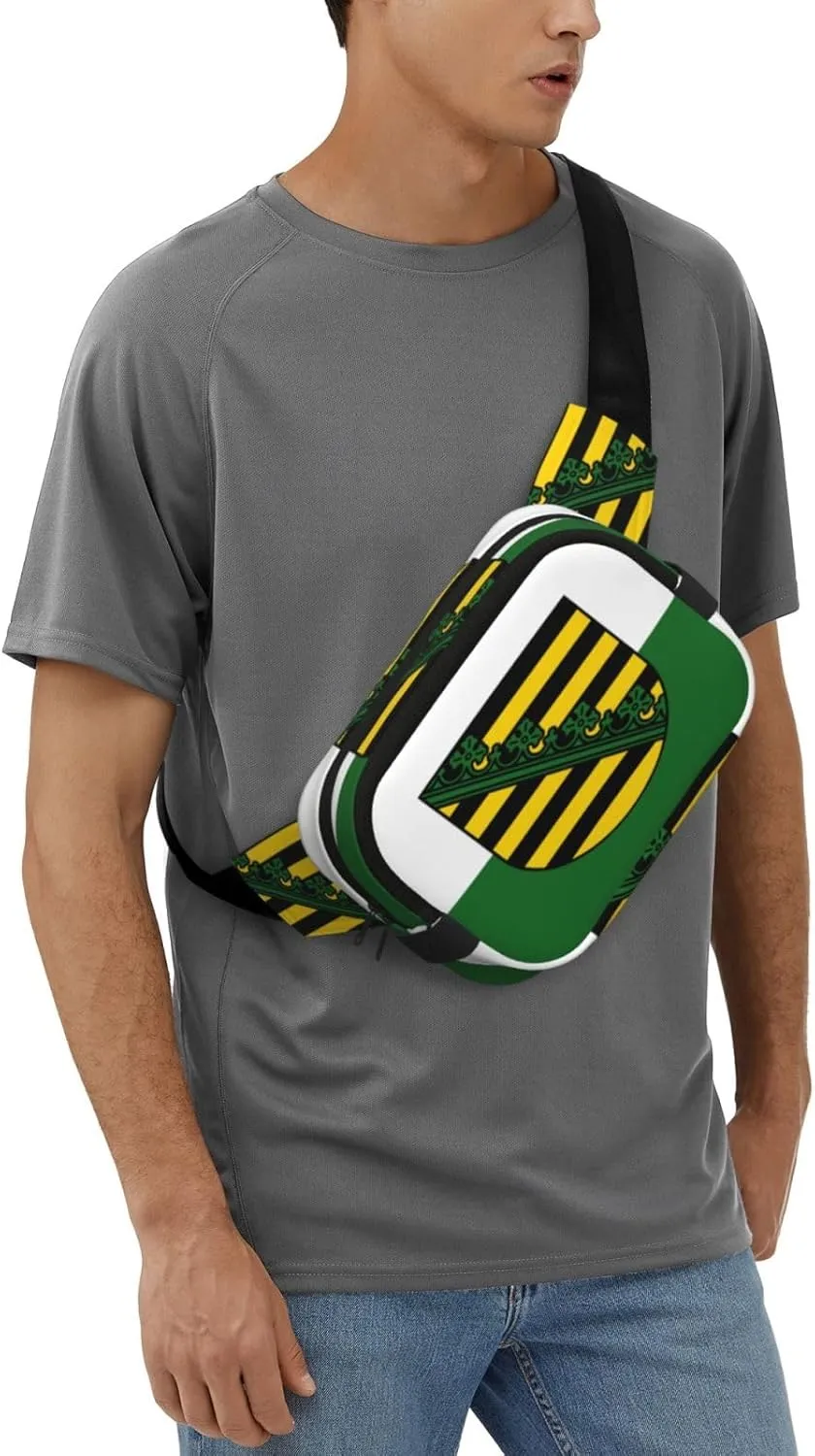 Saxony flag Square double - layer fanny pack with adjustable shoulder strap - travelling fanny pack - perfect for outdoor sports