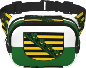 Saxony flag Square double - layer fanny pack with adjustable shoulder strap - travelling fanny pack - perfect for outdoor sports