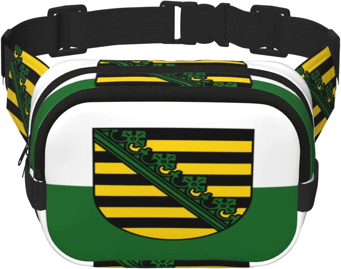 Saxony flag Square double - layer fanny pack with adjustable shoulder strap - travelling fanny pack - perfect for outdoor sports