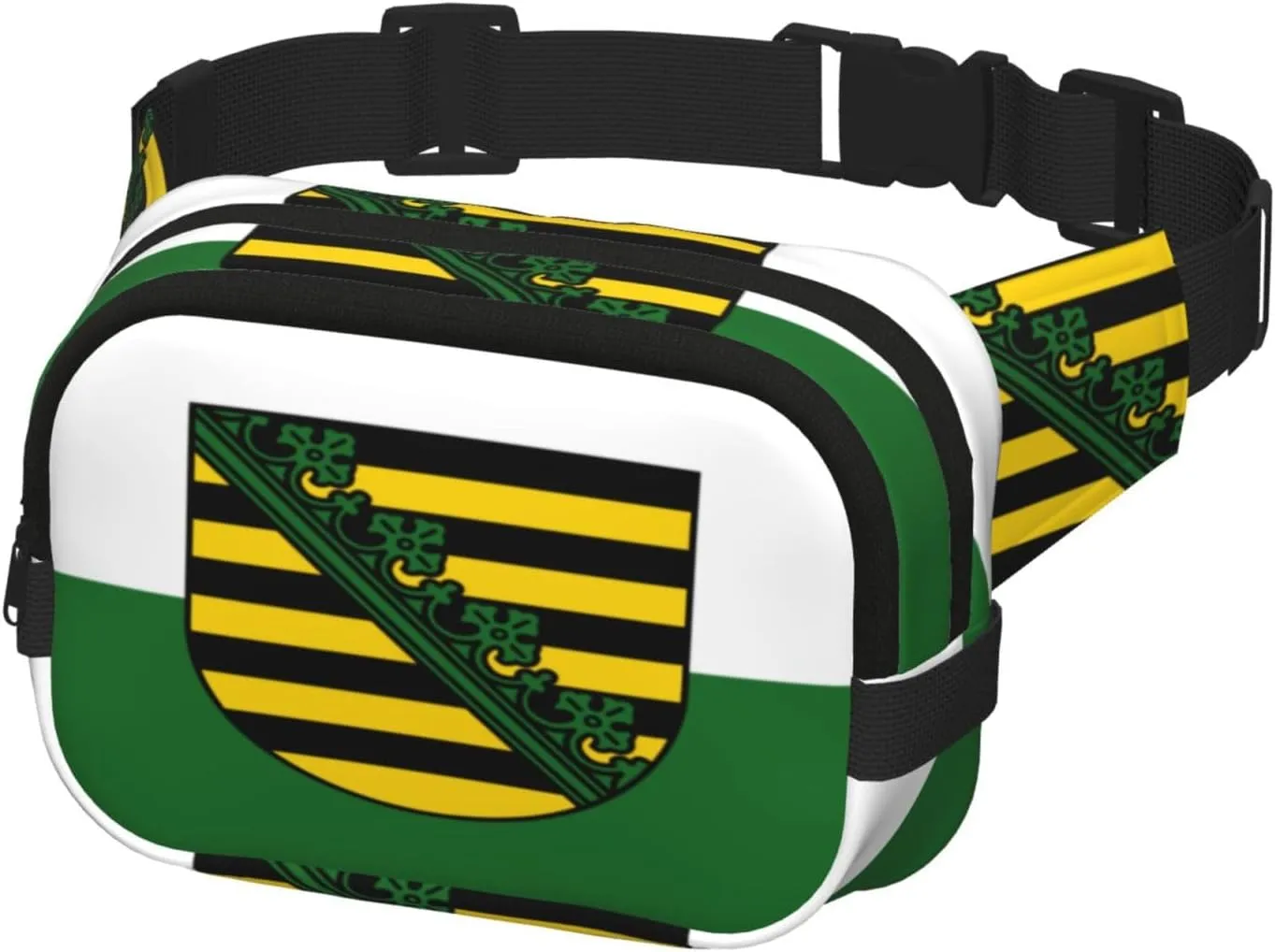 Saxony flag Square double - layer fanny pack with adjustable shoulder strap - travelling fanny pack - perfect for outdoor sports