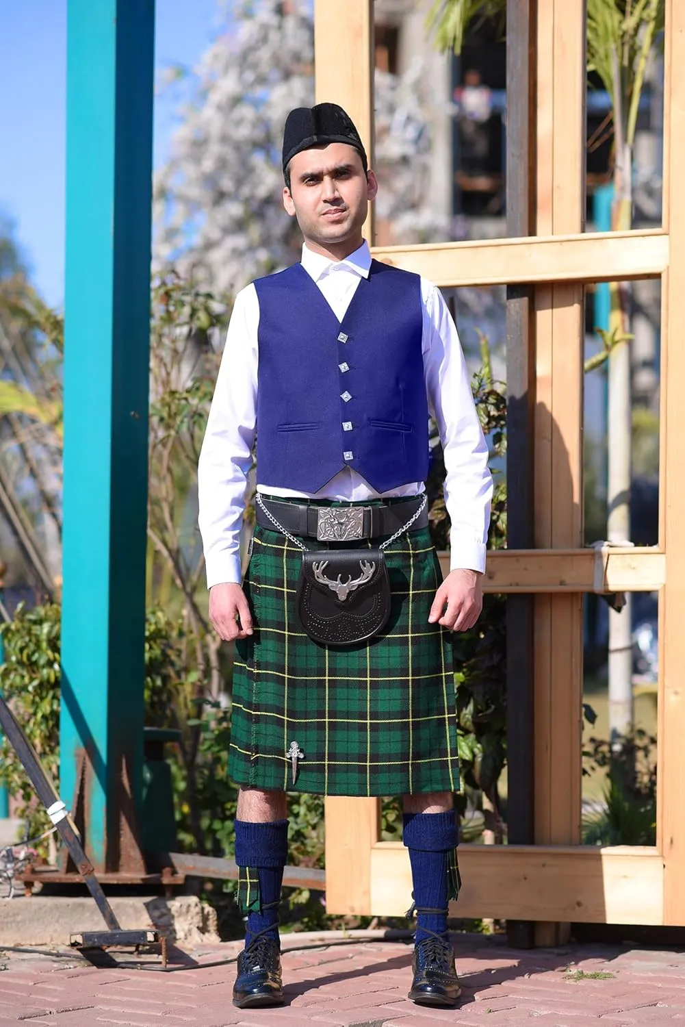Scottish Men's 5 Yard Tartan Kilt, Highland Wedding Kilt