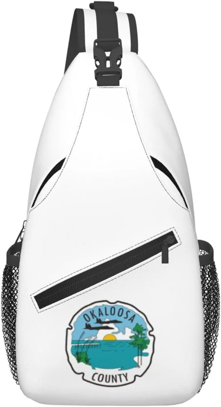 Seal Of Okaloosa County, Florida Crossbody Bags For Women Men Chest Backpack Gym Shoulder Bag Travel Outdoor Sports Casual Crossbody Bags