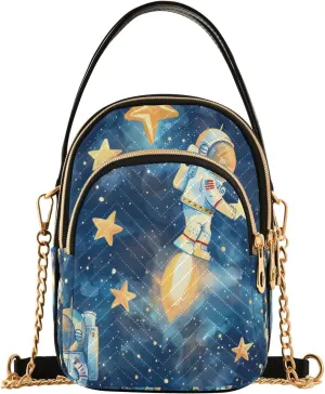senya Rockets Of Astronauts Crossbody Handbags for Women Casual Leather Shoulder Phone Purse