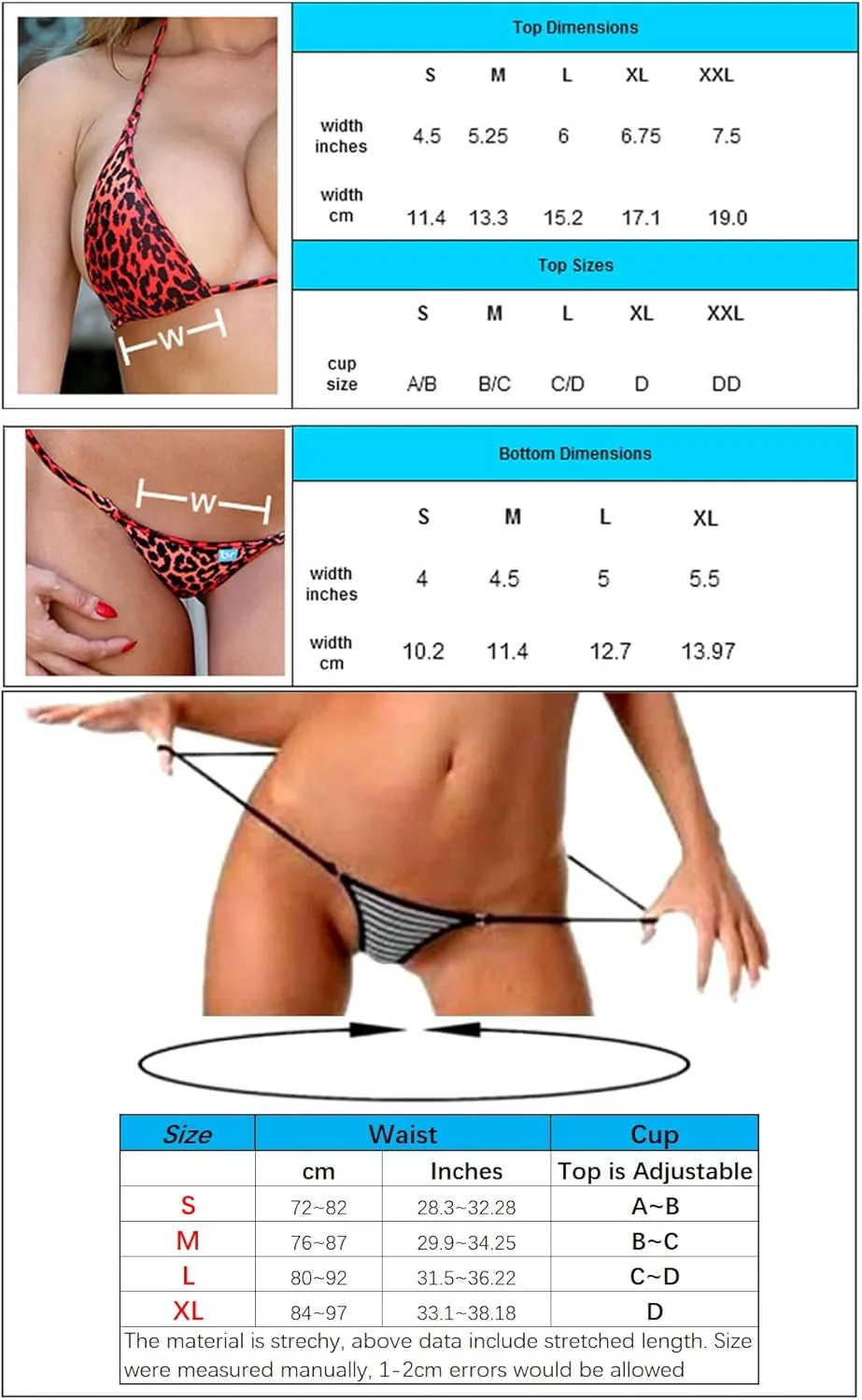 SHERRYLO Micro Bikini Extreme G String Mini Bathing Suit Thong Bikinis Sets for Women Sexy Exotic Tiny Brazilian Swimsuit