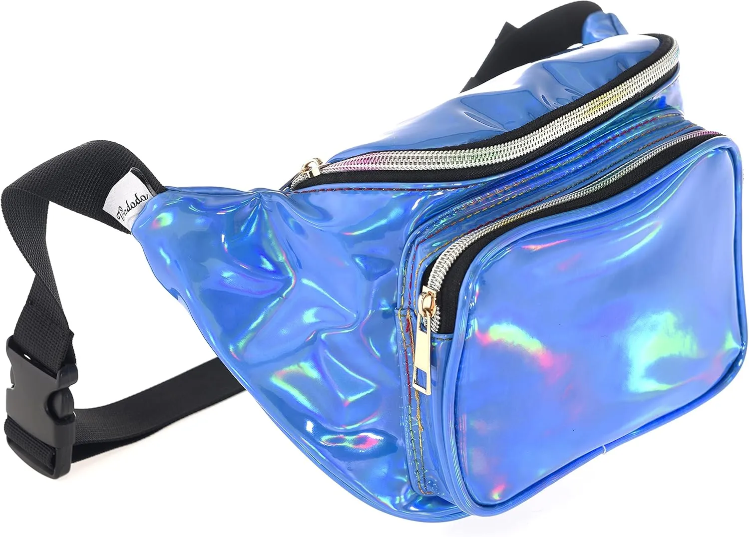 Shiny Neon Fanny Bag for Women Rave Festival Hologram Bum Travel Waist Pack (Blue)